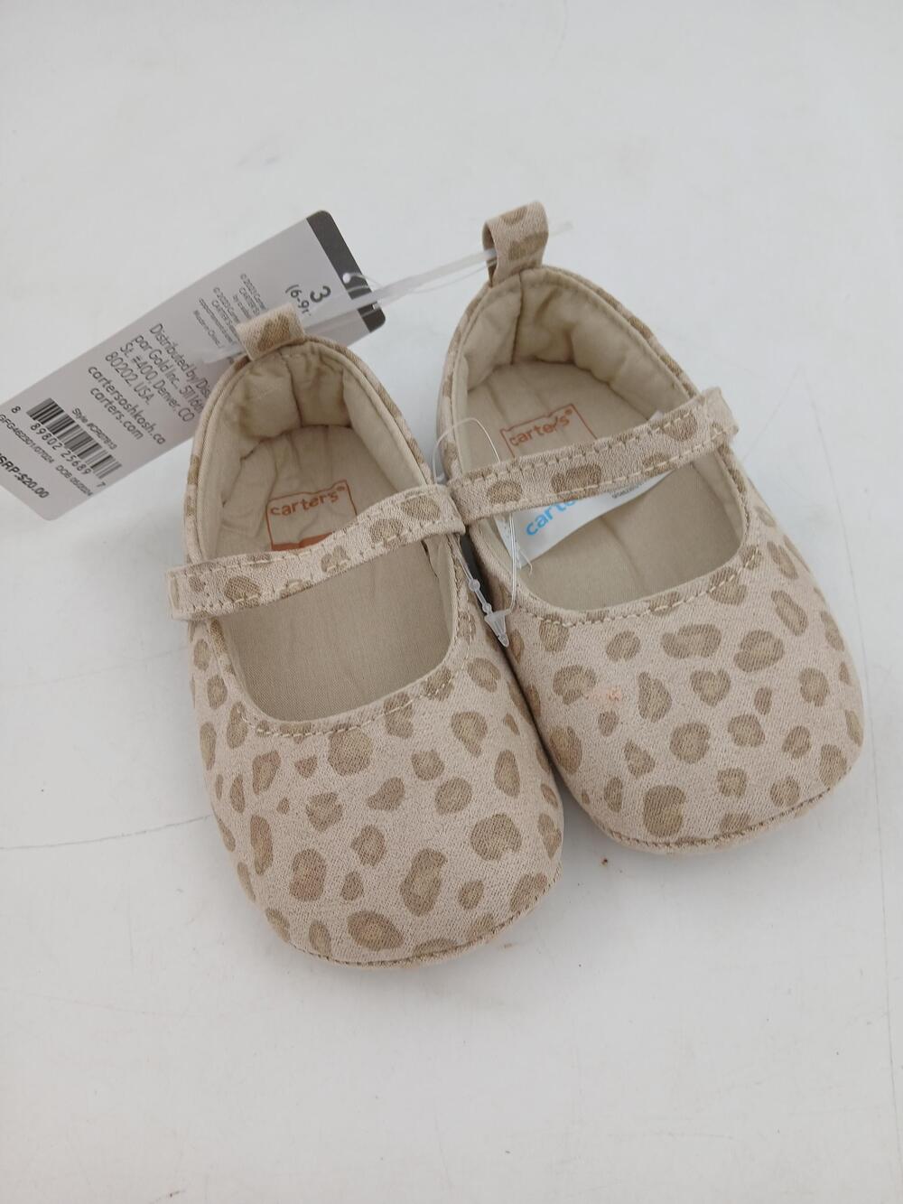 Carter's Shoes Baby Girls Size 3 6-9M Beige Mary Jane Leopard Print Dress New